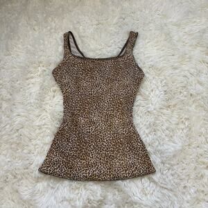 Leopard Print Stretchy Tank Top • Size L